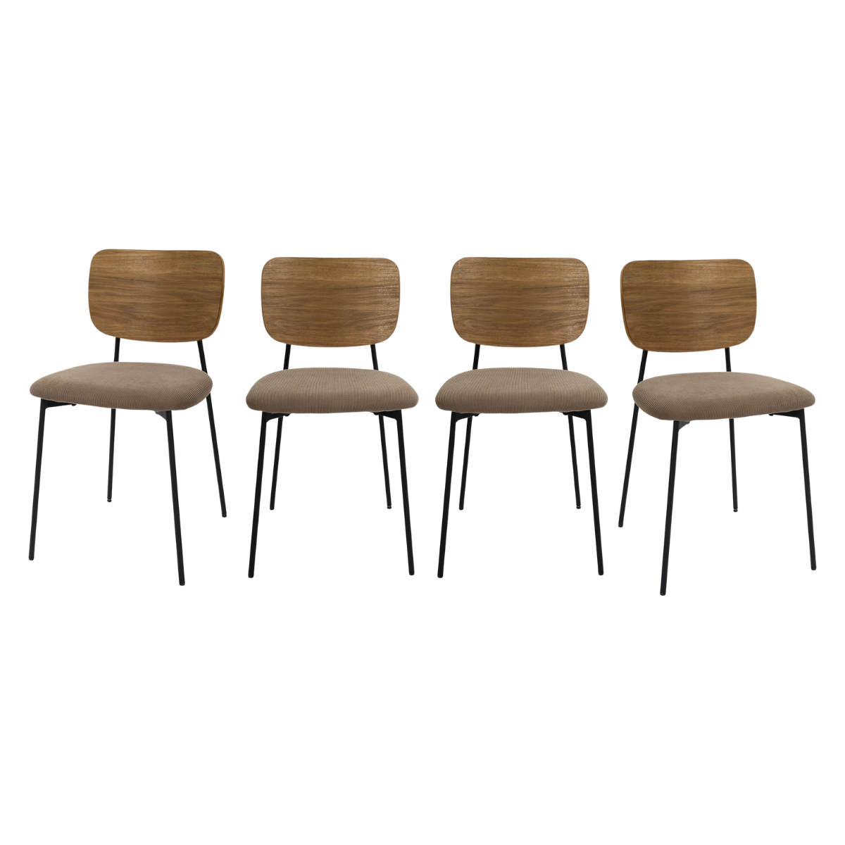 Lot de 4 Chaises taupe NOAN marron, CALICOSY