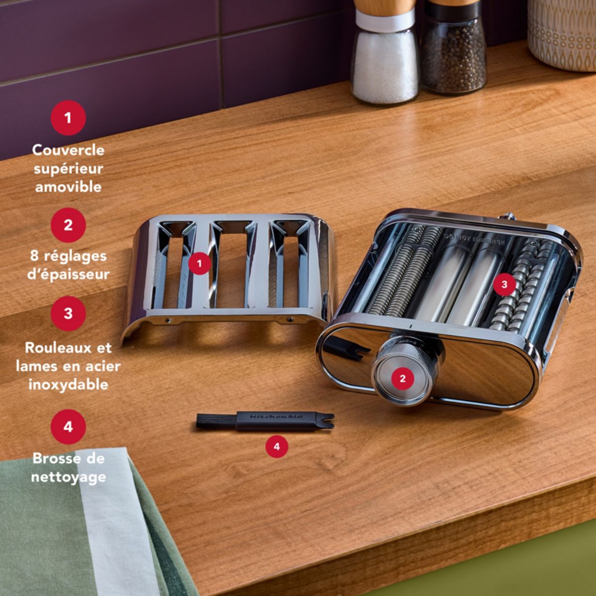 Kit pour pâtes fraîches PATES 3 EN 1 METAL 5KSM3MPA couleur unique, KITCHENAID