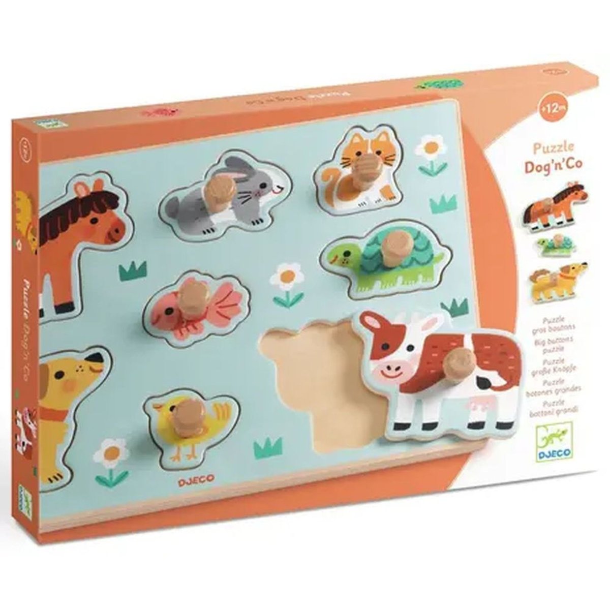 Puzzle à encastrement boutons Dog'n'Co couleur unique, DJECO