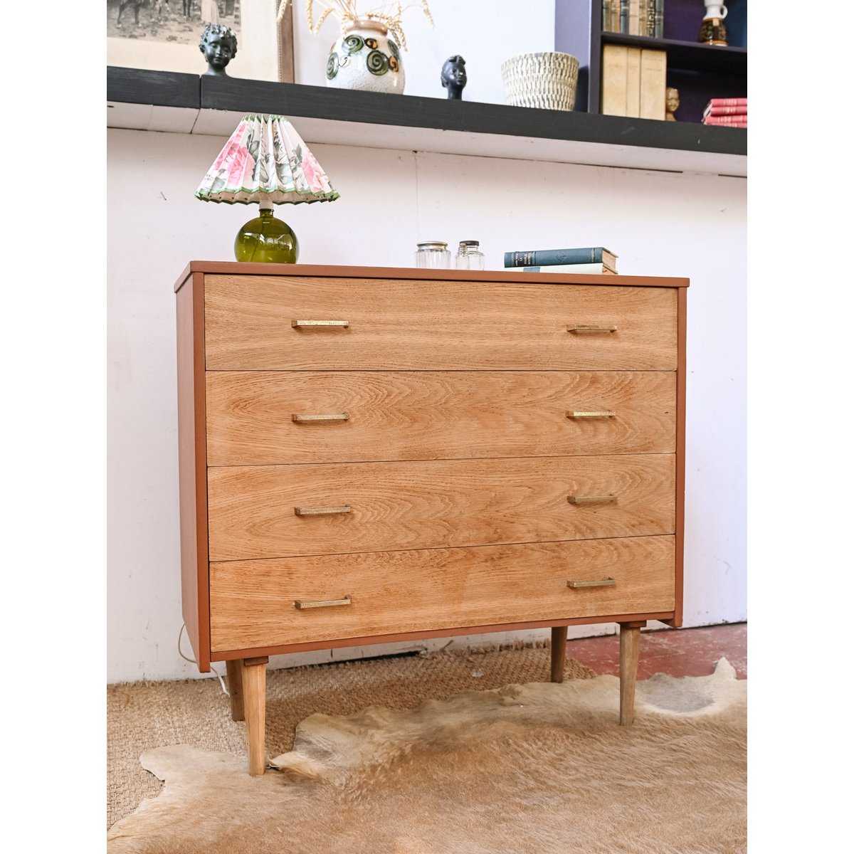 Commode scandinave en bois Olga N°1085 - Bon état bois clair, DEBONGOUT