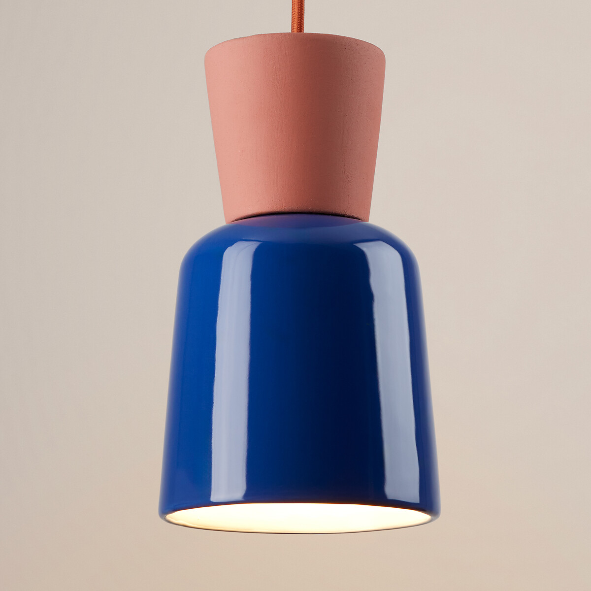 Lámpara colgante de cerámica de colores Ø 12 cm, Jimna azul , LA REDOUTE INTERIEURS
