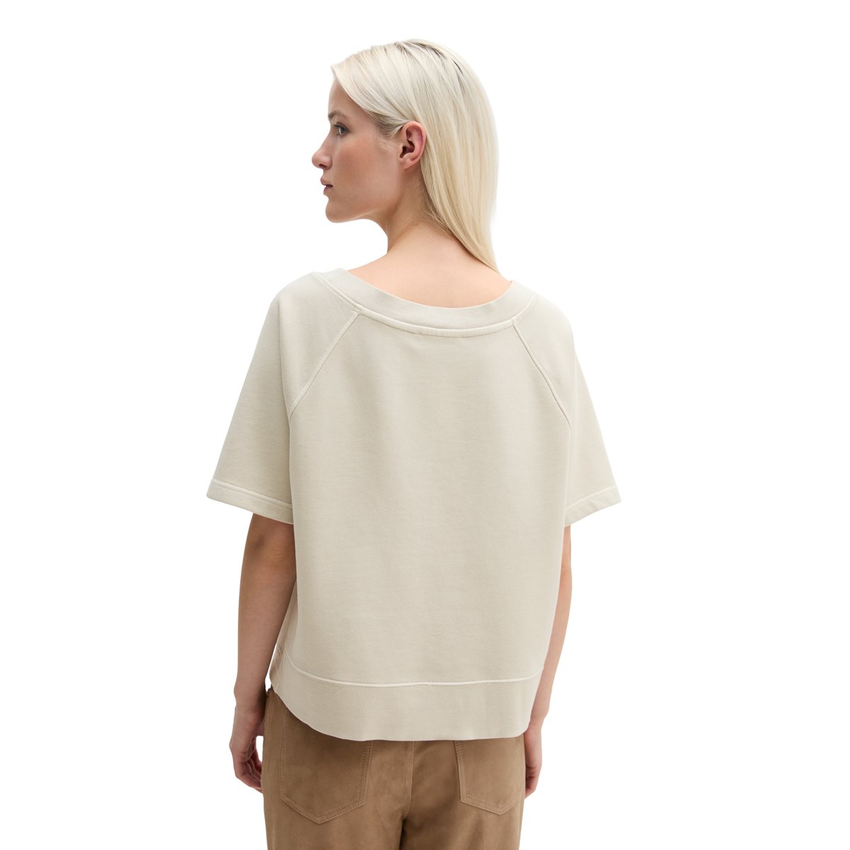 Sweat-shirt à manches courtes loose en coton organique gris clair, MARC O'POLO