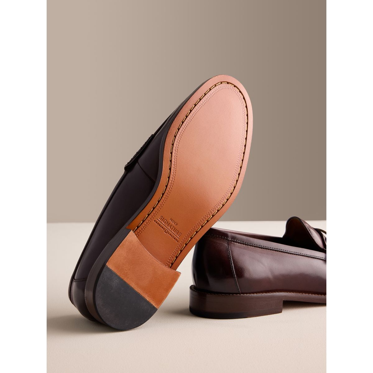 Mocassins à semelle en cuir et mors signature marron, NEXT