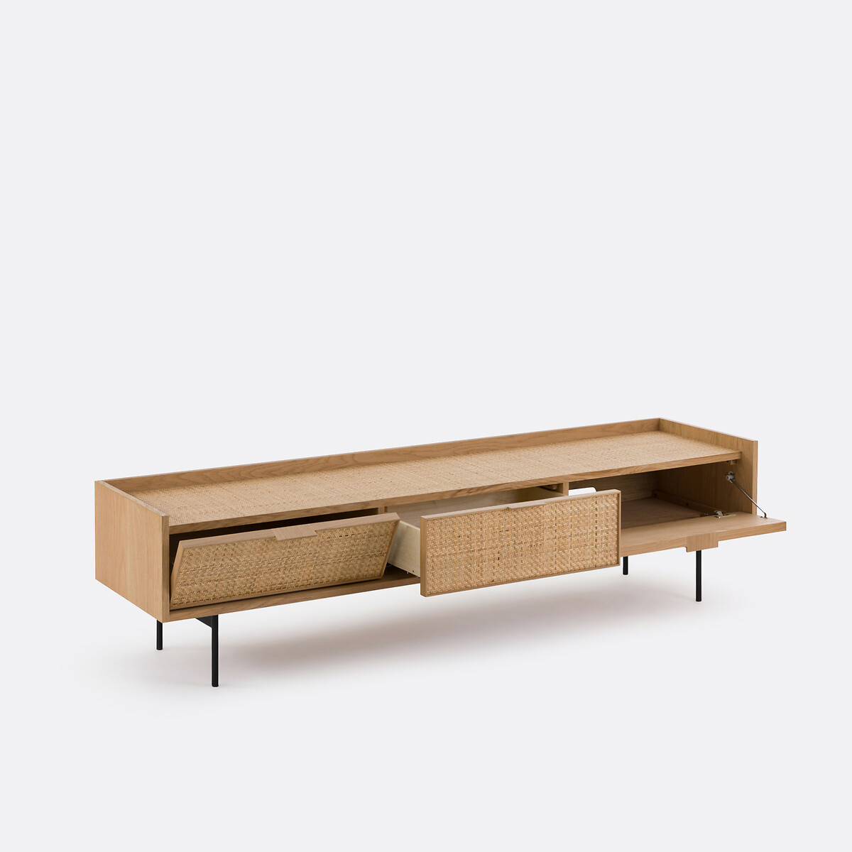 Louison Oak and Rattan Cane TV Unit oak, LA REDOUTE INTERIEURS