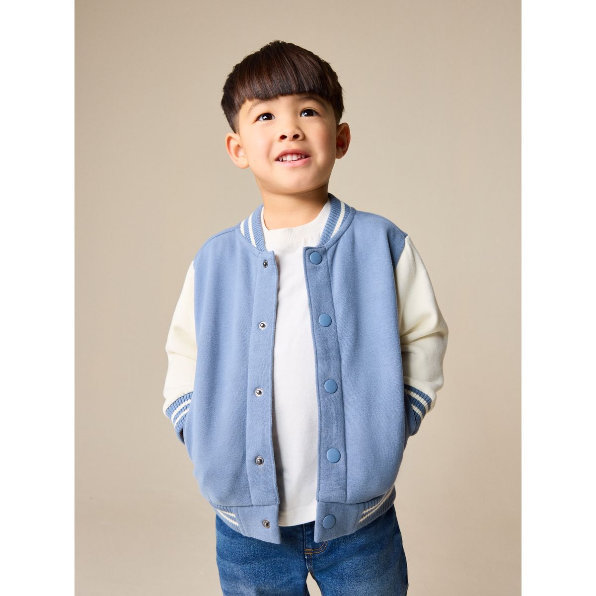 Blouson aviateur en jersey bleu/écru, NEXT