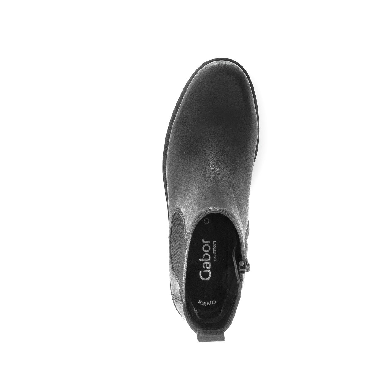 Bottines en cuir à talon décroché noir lisse, GABOR