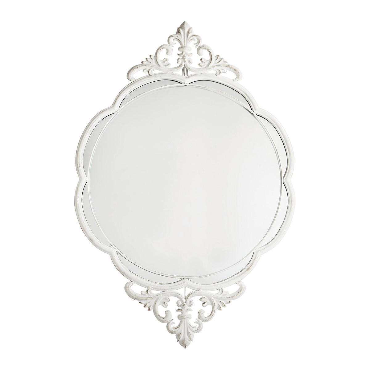 Miroir ovale Ophélie en métal blanchi blanc antique, MATHILDE M