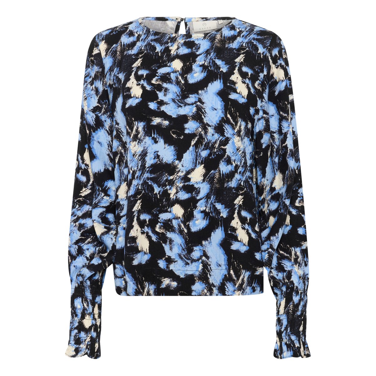 Blouse with long sleeve noir/bleu black/blue graphic strokes, KAFFE