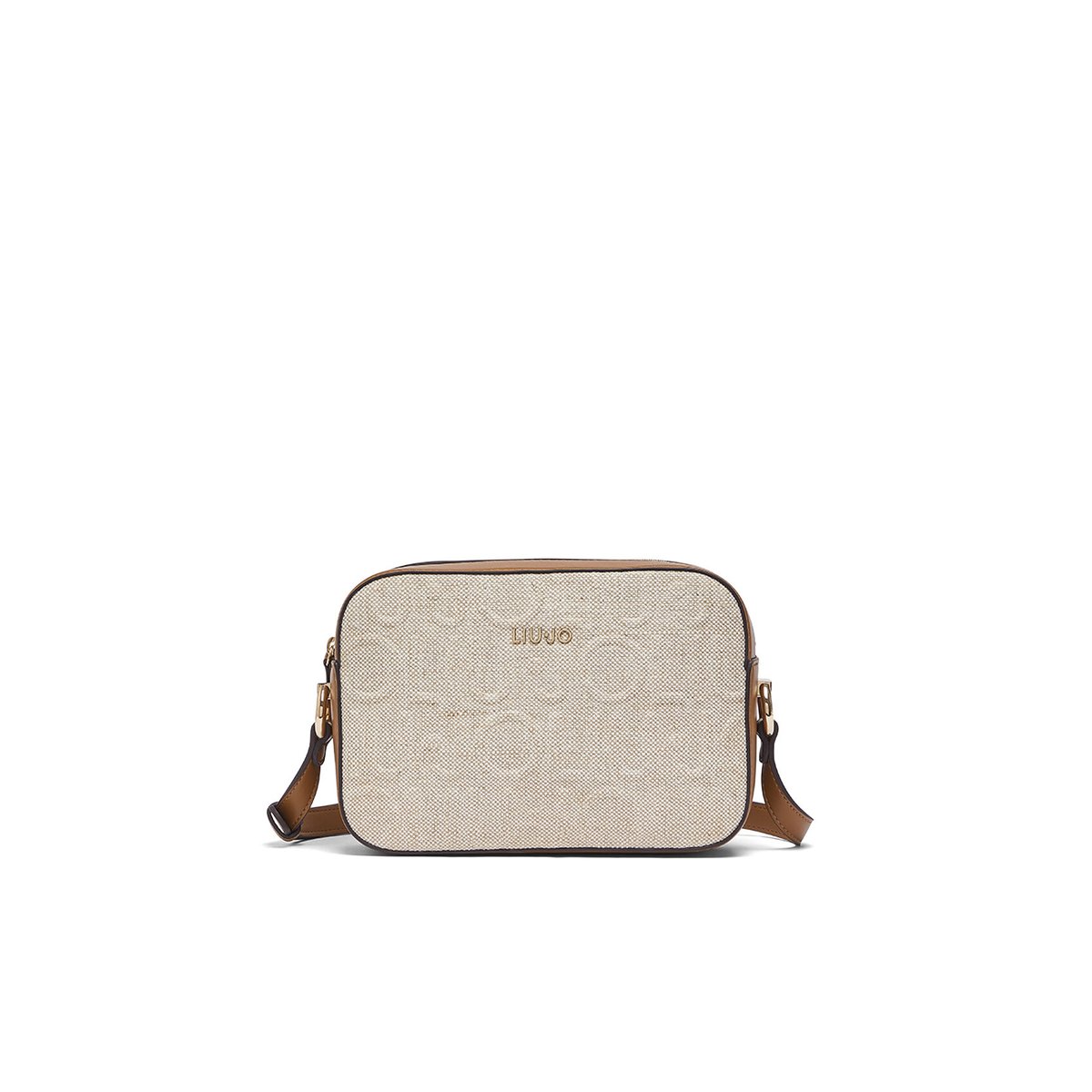 Sac à bandoulière moyen modèle en jute beige, LIU JO