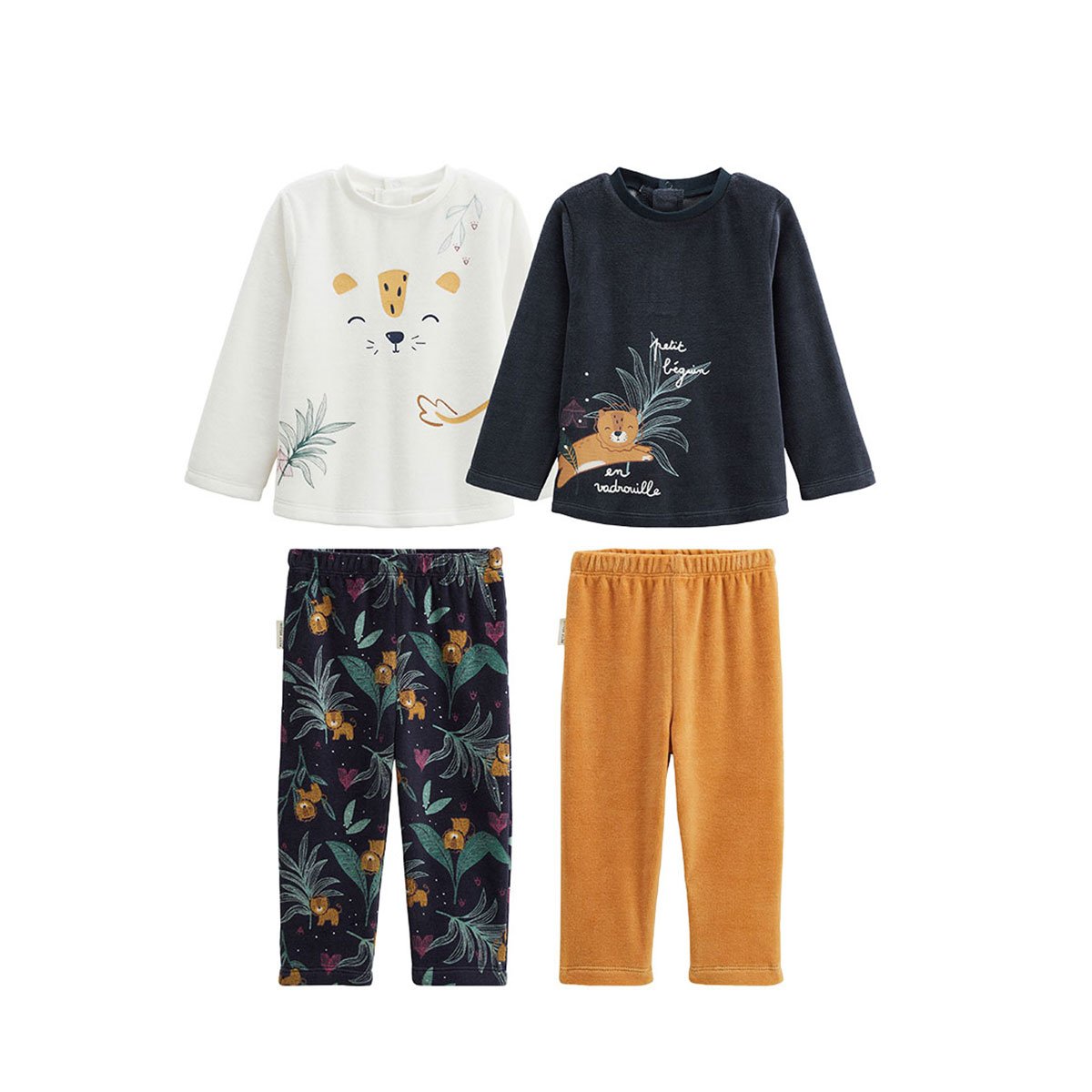 Lot de 2 pyjamas enfant 2 pièces en velours Charly bleu, PETIT BEGUIN