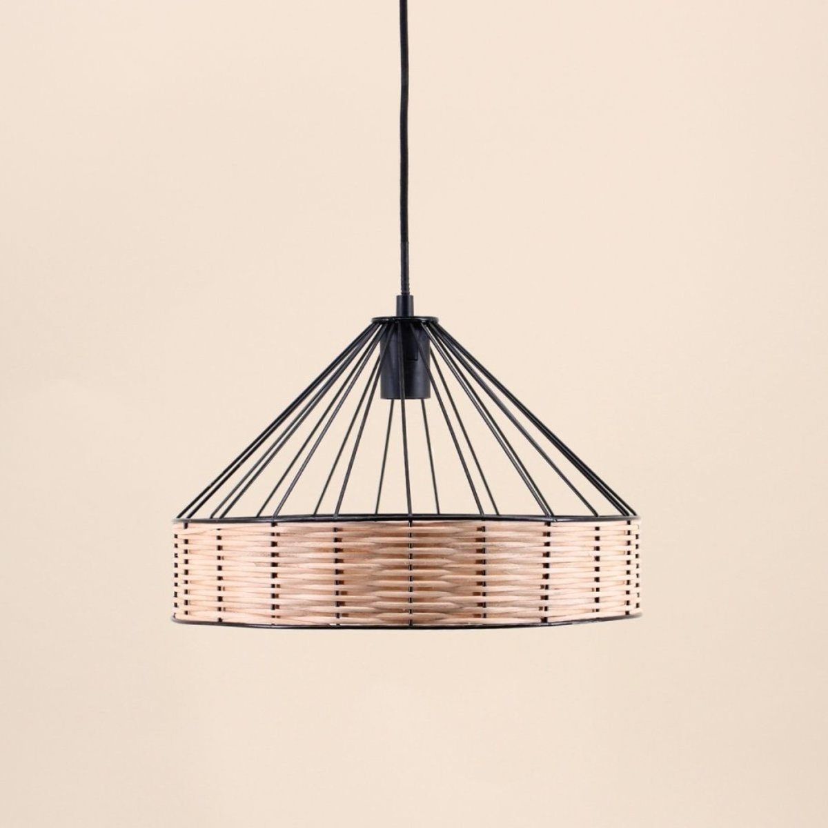 Suspension ronde en rotin et métal 35cm naturel, ORNAMI