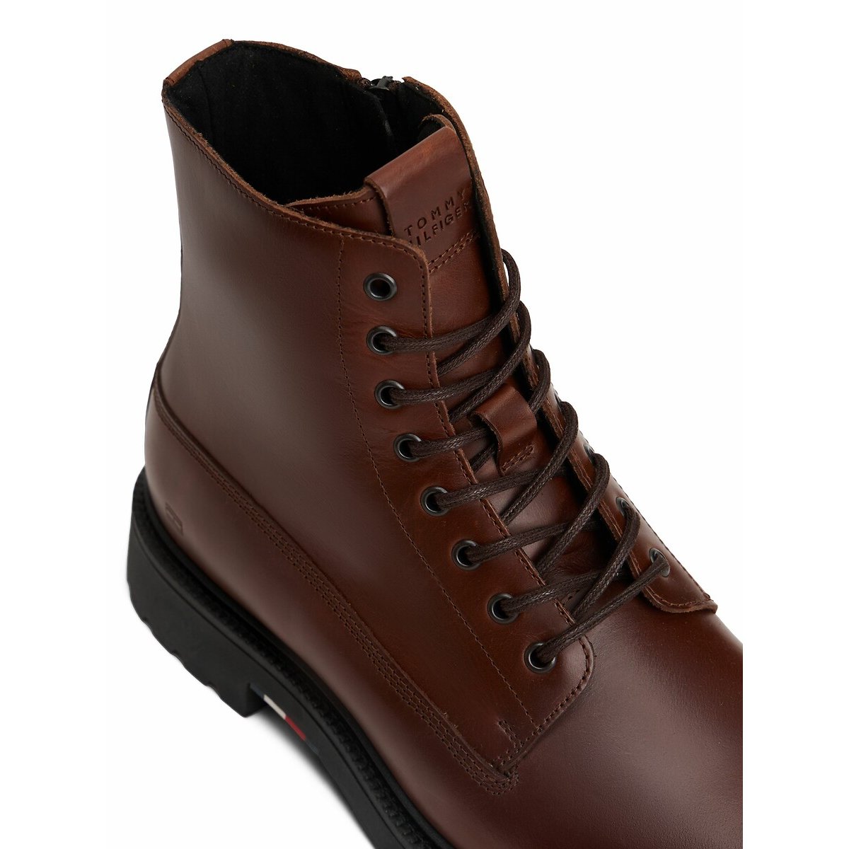 Boots à lacets en cuir marron, TOMMY HILFIGER