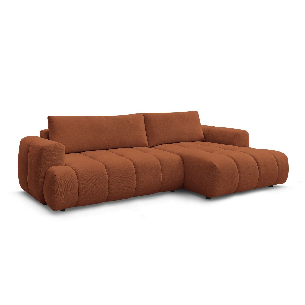 Canapé d'angle convertible 3 places en tissu lisse, FUJI orange, BOBOCHIC