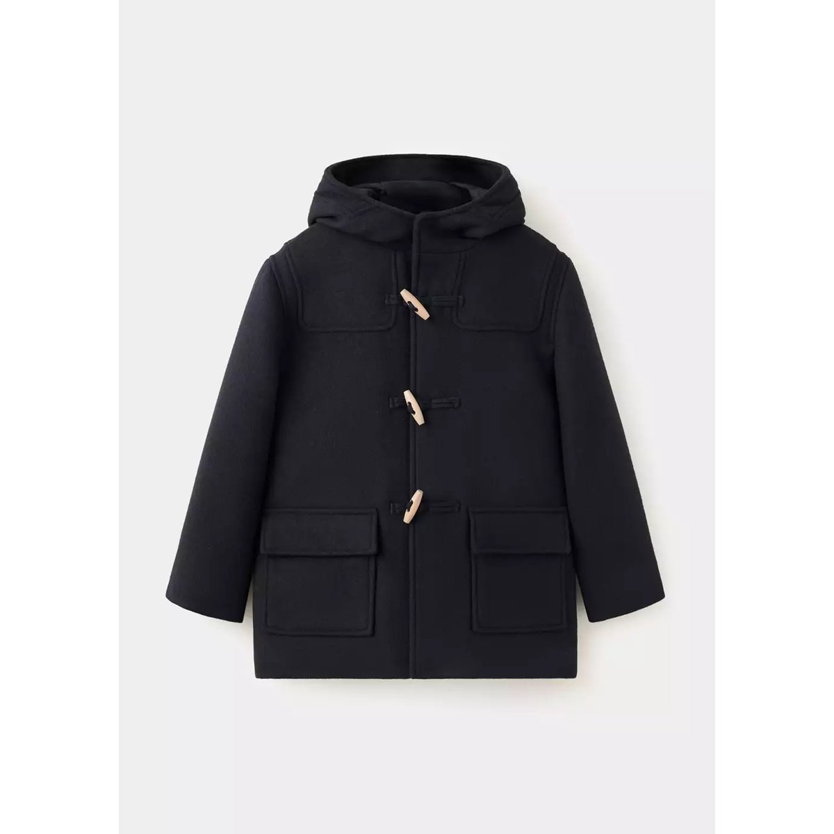 Manteau laine mélangée capuche bleu marine, MANGO KIDS