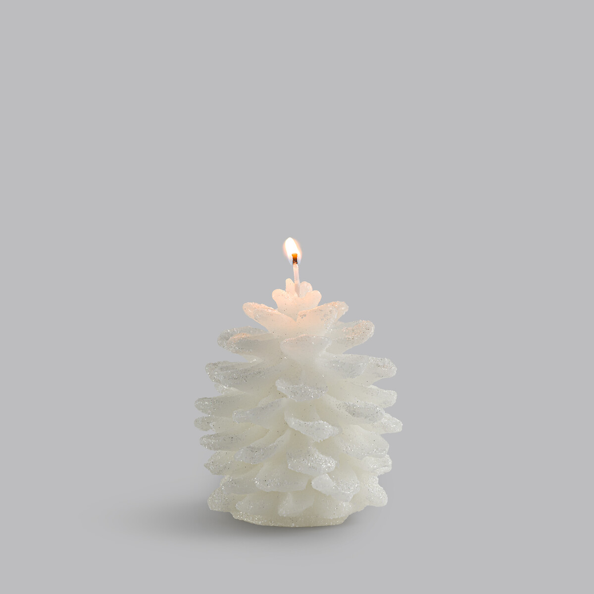 Bougie cire, forme pomme de pin, H9,5 cm, Caspar blanc, LA REDOUTE INTERIEURS