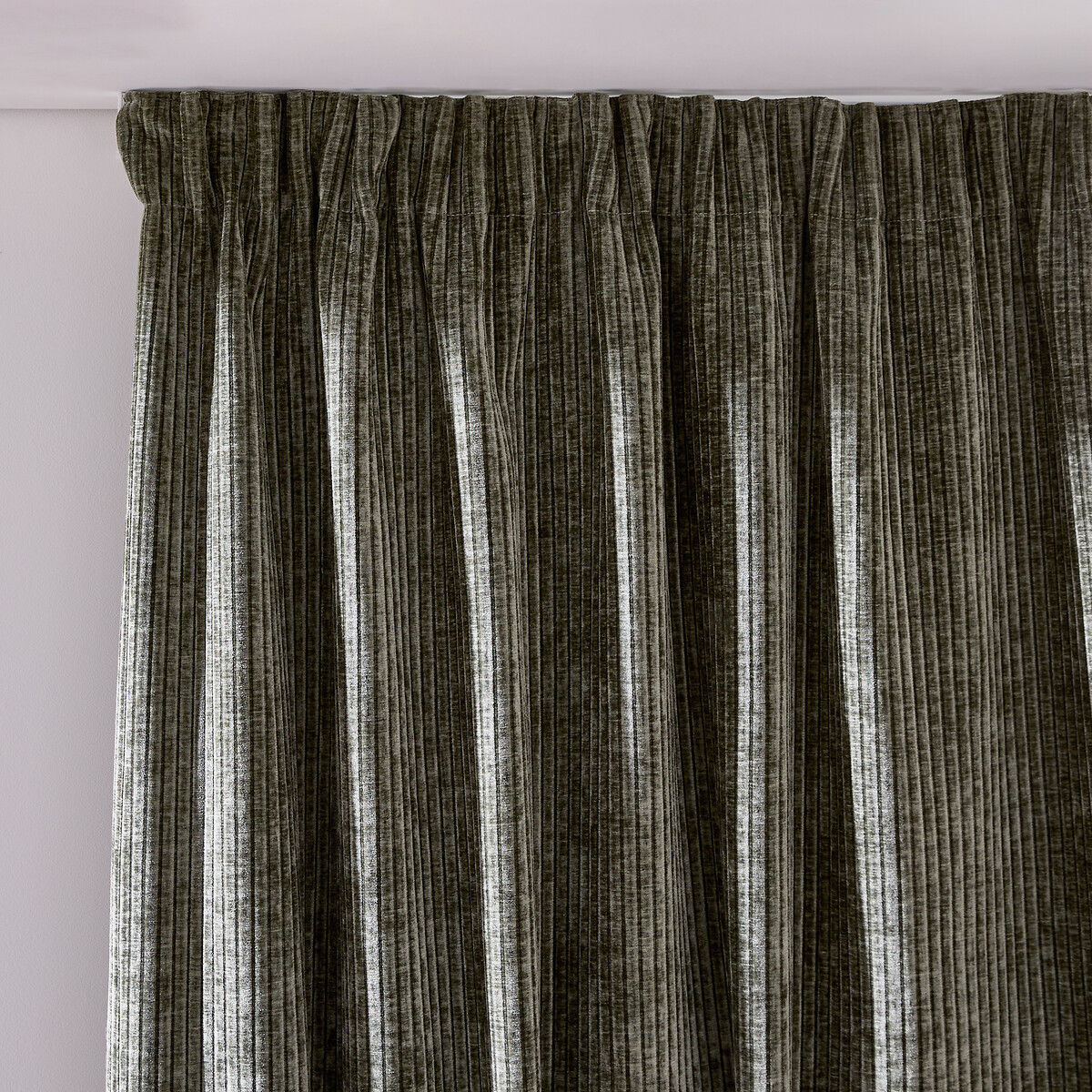 Carly Corduroy Pencil Pleat/Wave Header Curtain khaki, LA REDOUTE INTERIEURS