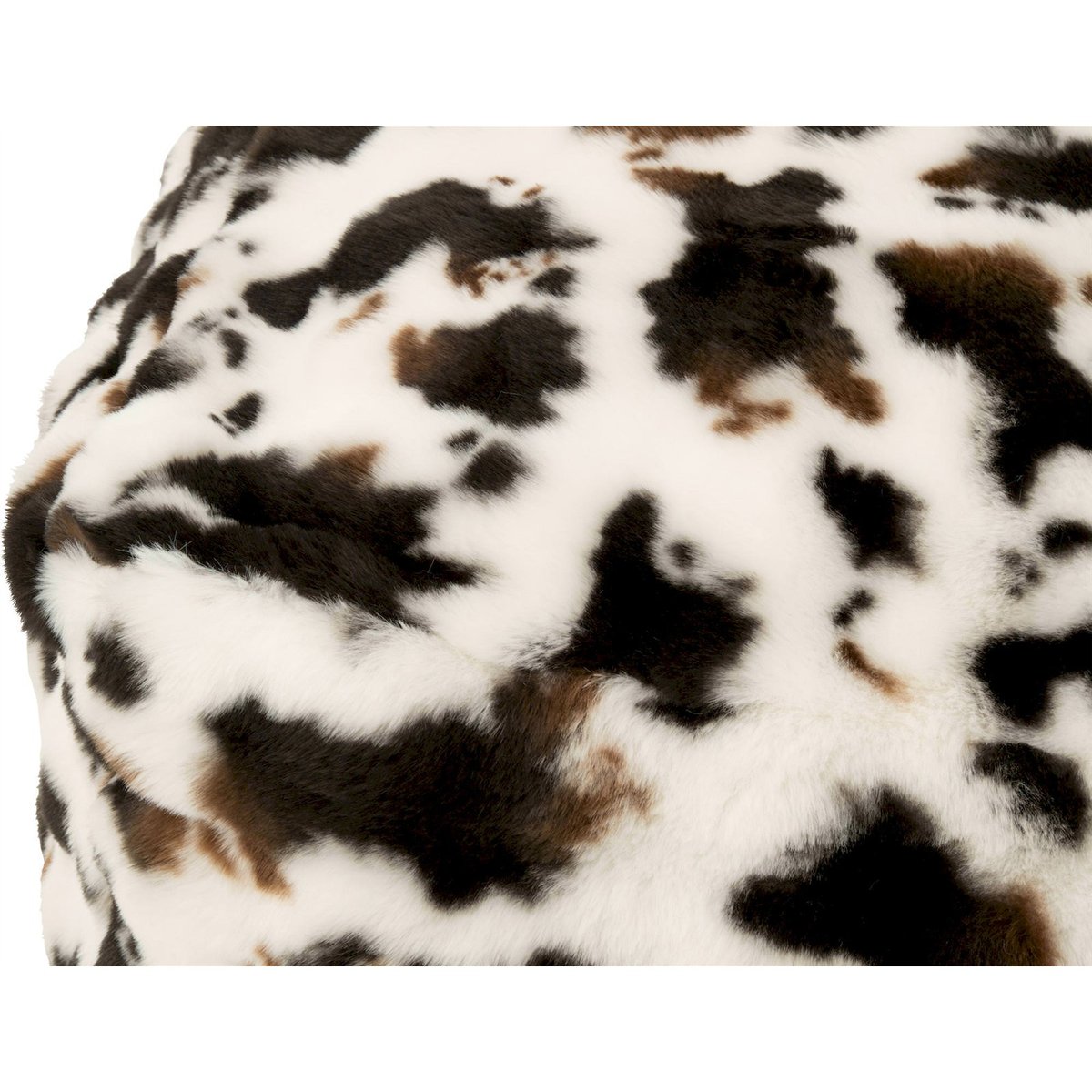 Pouf motif vache en coton blanc et marron foncé, RECOLLECTION