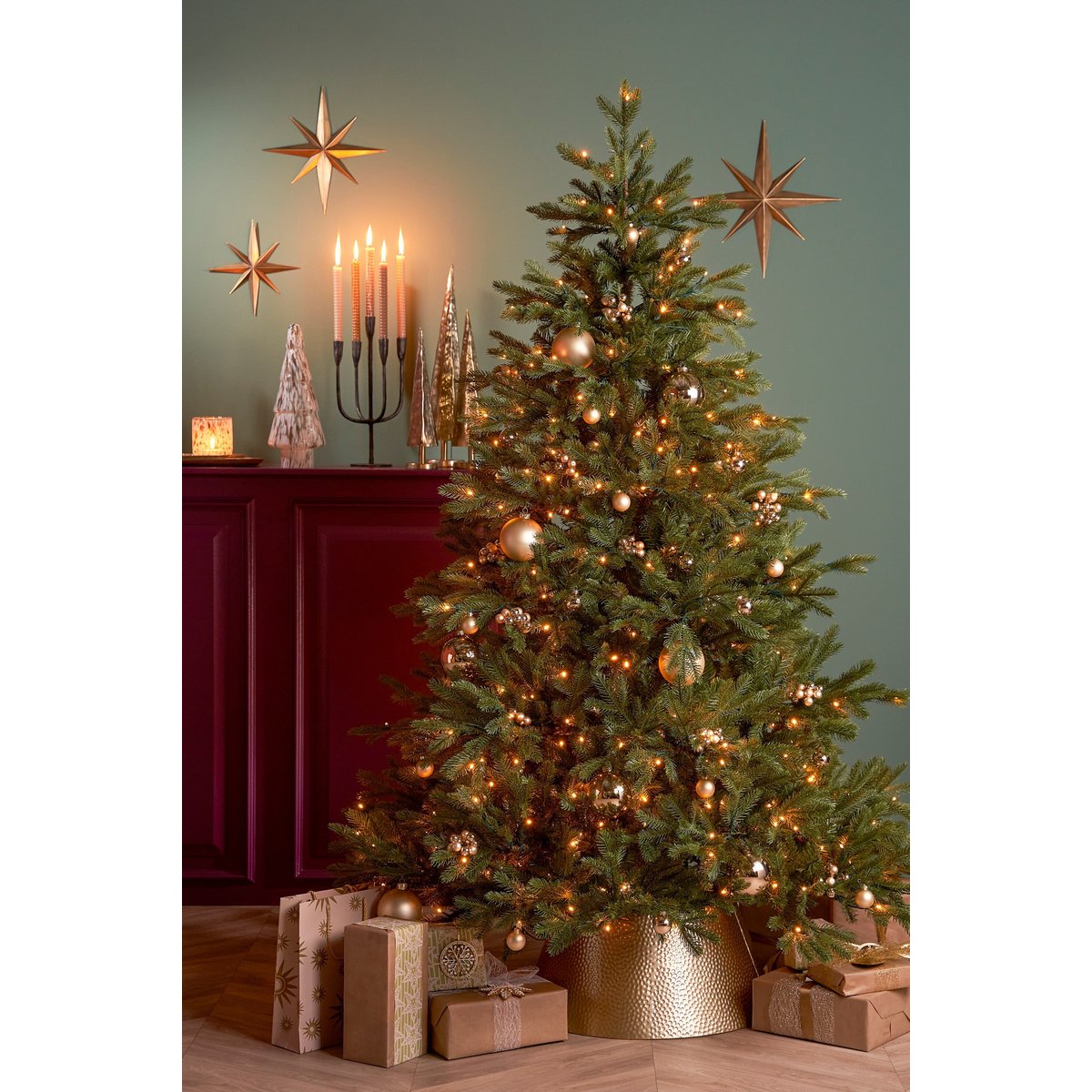 Cache-pied de sapin de Noël L50 cm GLACIA or, MICA DECORATIONS