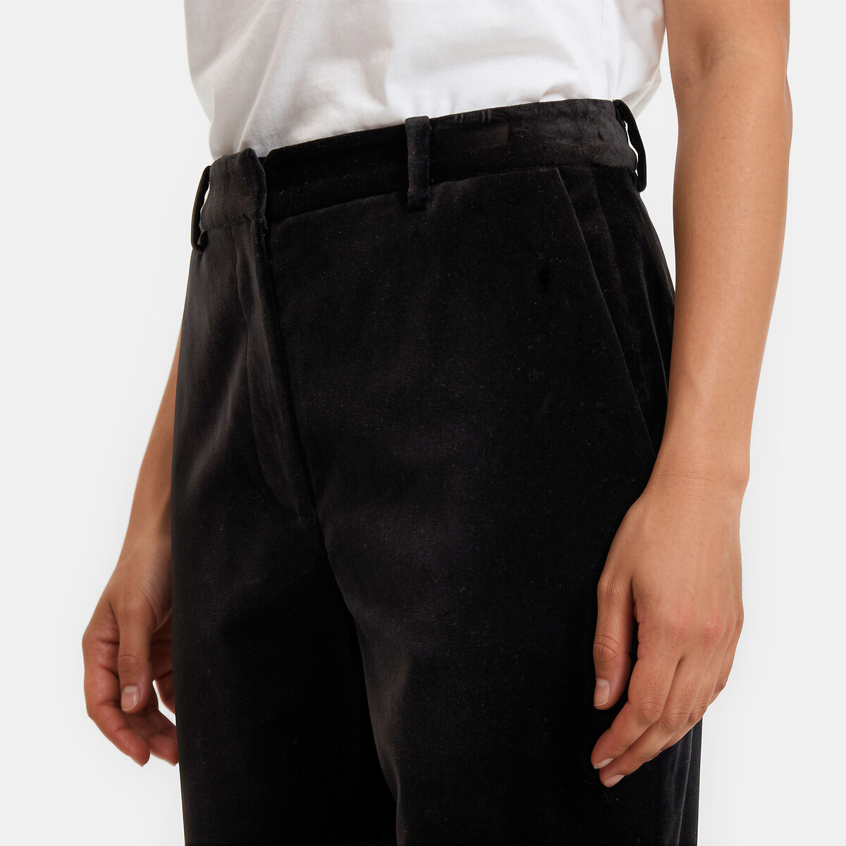 Pantalon droit, en velours lisse noir, LA REDOUTE COLLECTIONS