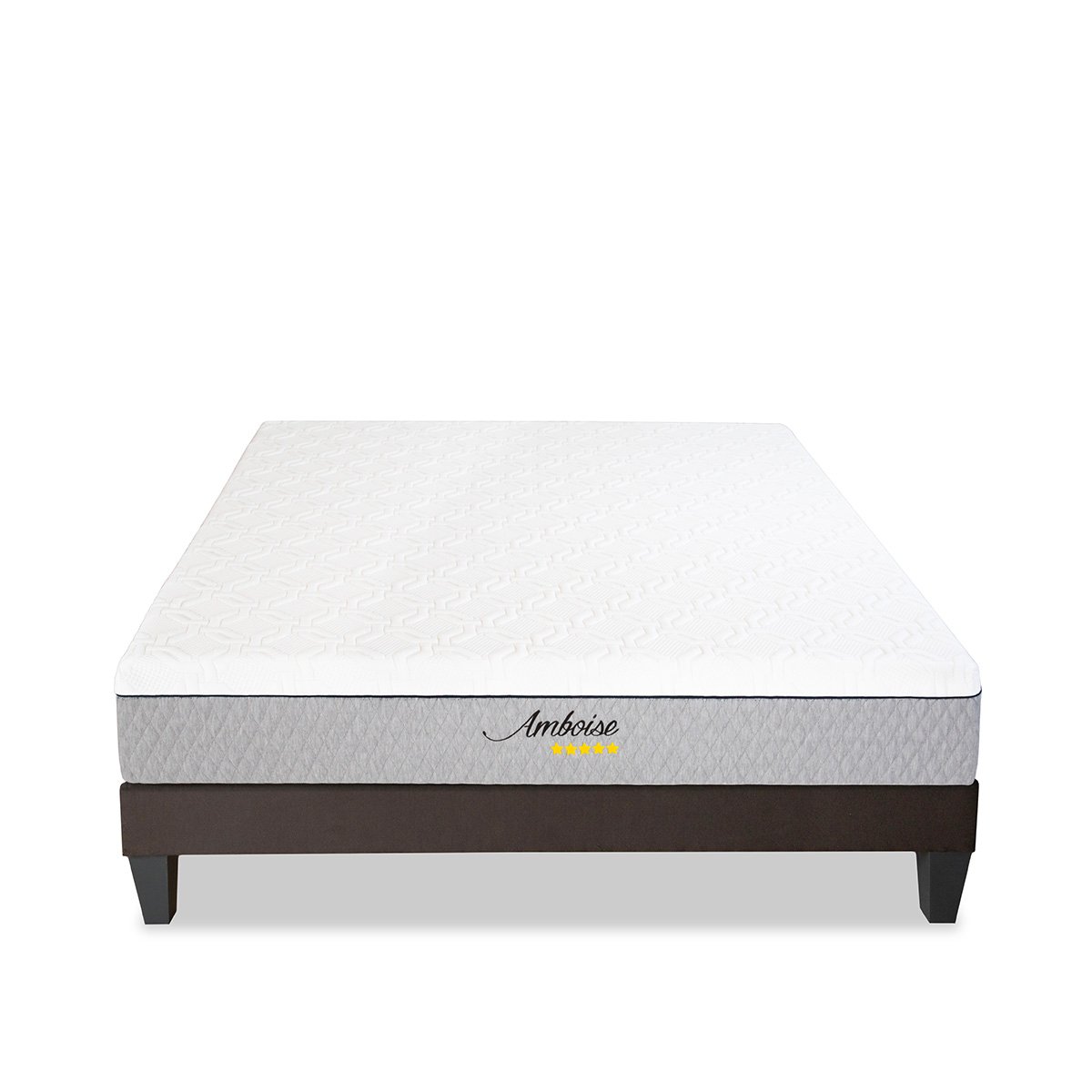 Ensemble Amboise 180x200 cm Matelas Mousse + Sommier Bois blanc, BELLECOUR