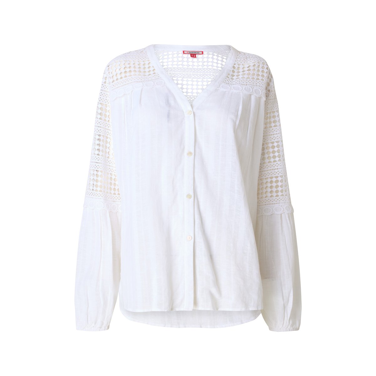Blouse style bobo en mélange de lin texturé blanc, JOE BROWNS