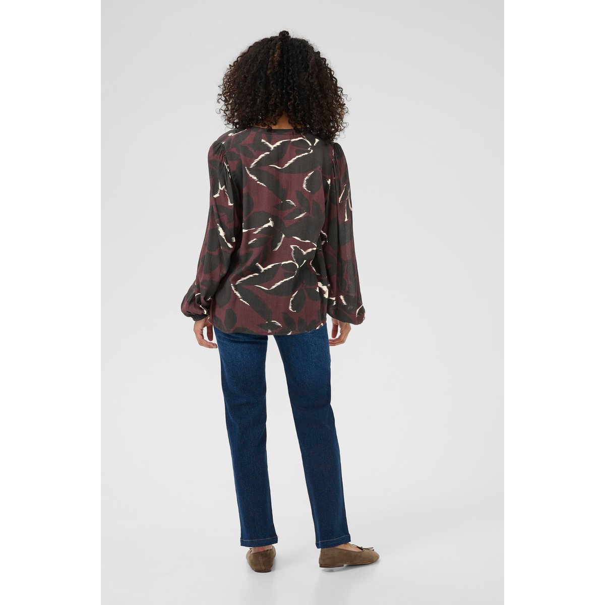 Blouse à manches longues rouge noir windsor wine/black flower, KAFFE