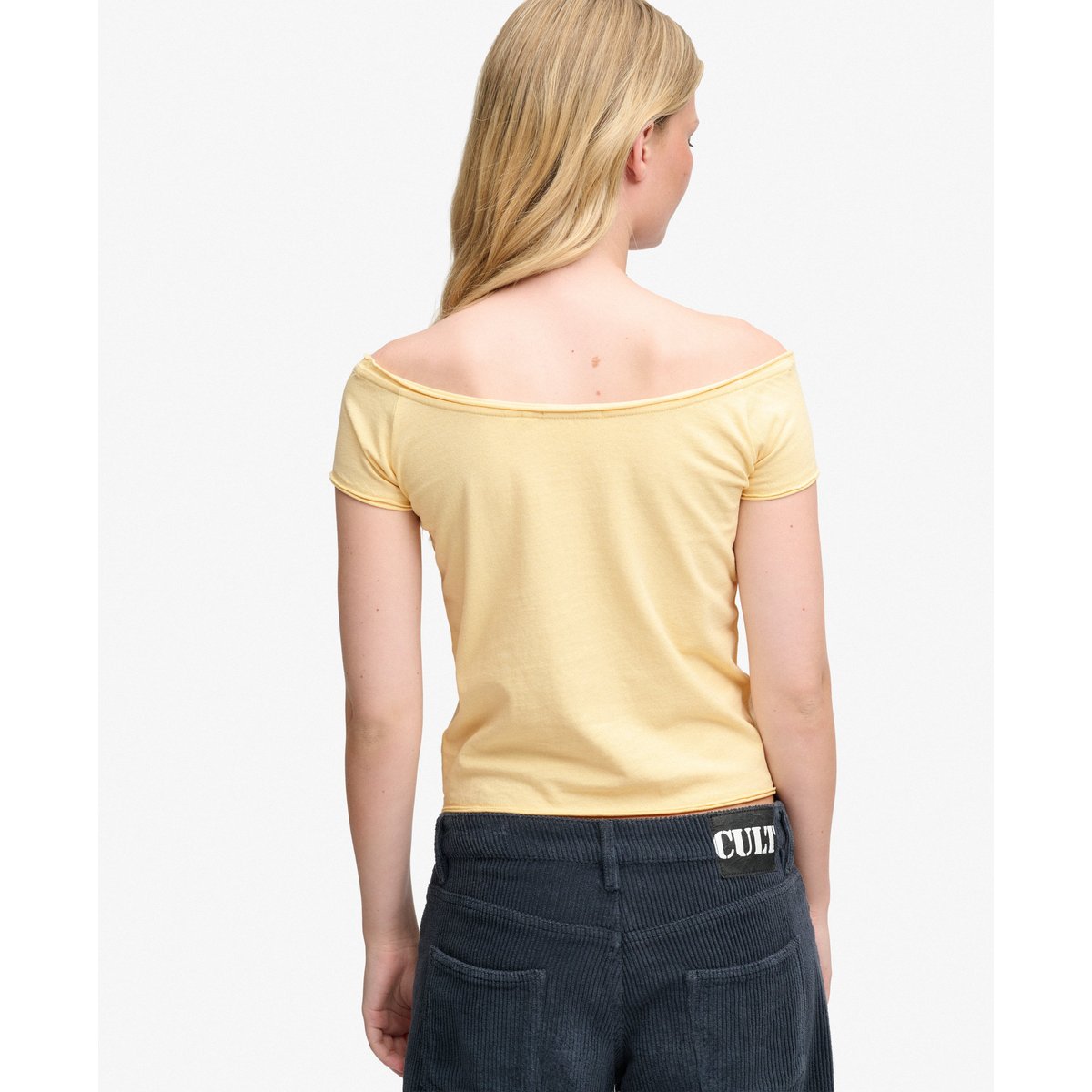 Top Bardot Graphique Manches Courtes Coupe Ajustée brume jaune, SUPERDRY