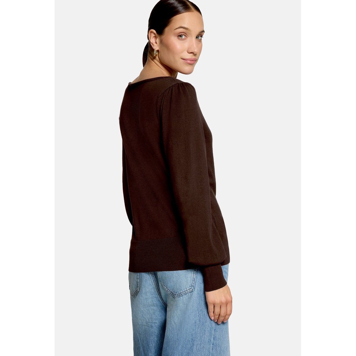 Pull-over en fine maille en fine maille à manches longues chocolate plum, ZERO