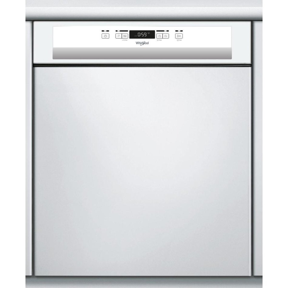 Lave vaisselle integrable 60 cm WBC3C26 sans facade bandeau blanc, WHIRLPOOL