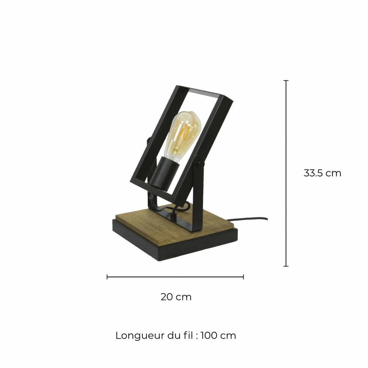 Lampe à poser en bois de hêtre et métal, NOOLI noir, C-CREATION