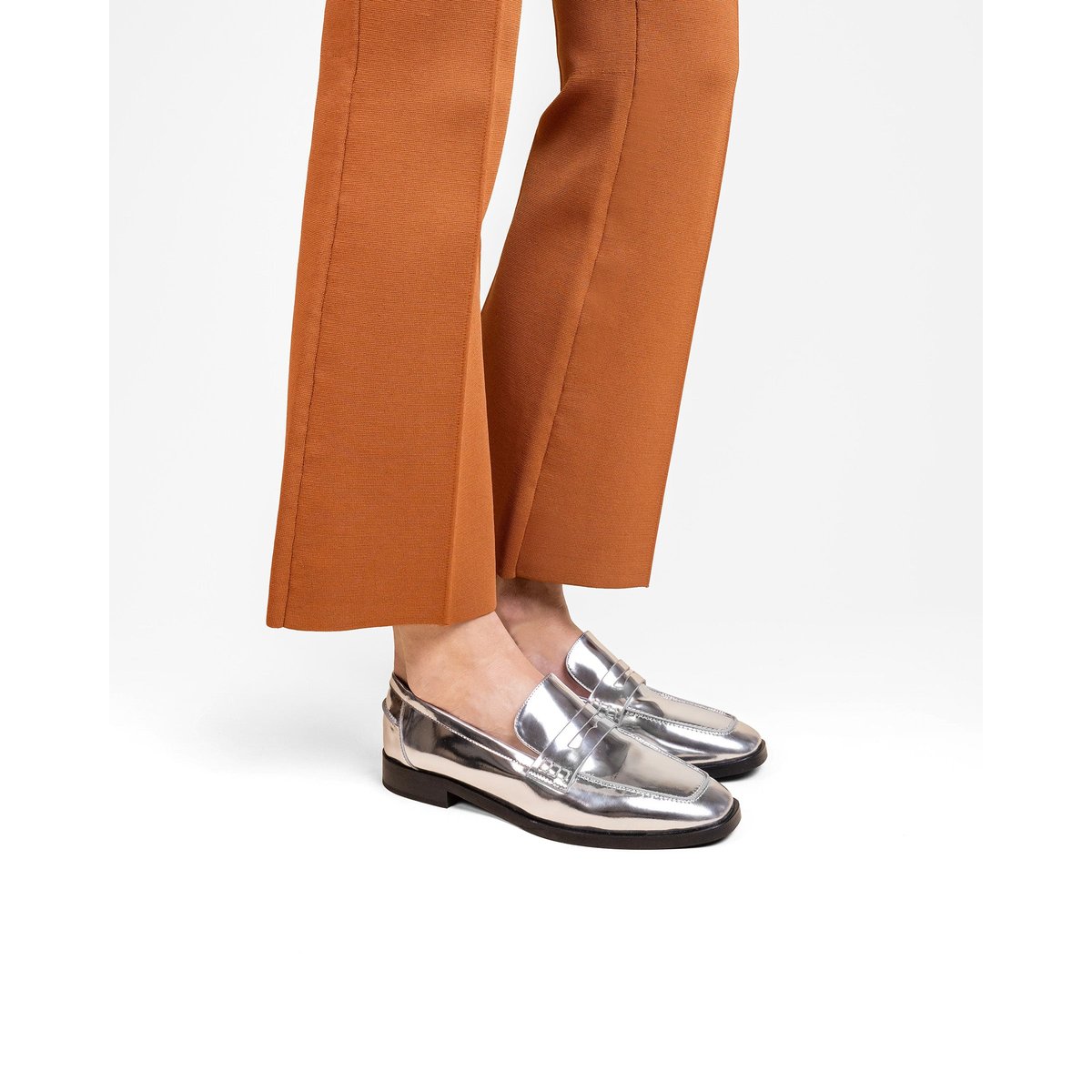 Mocassins en cuir mirroir LUCIANO argenté, MI MAI