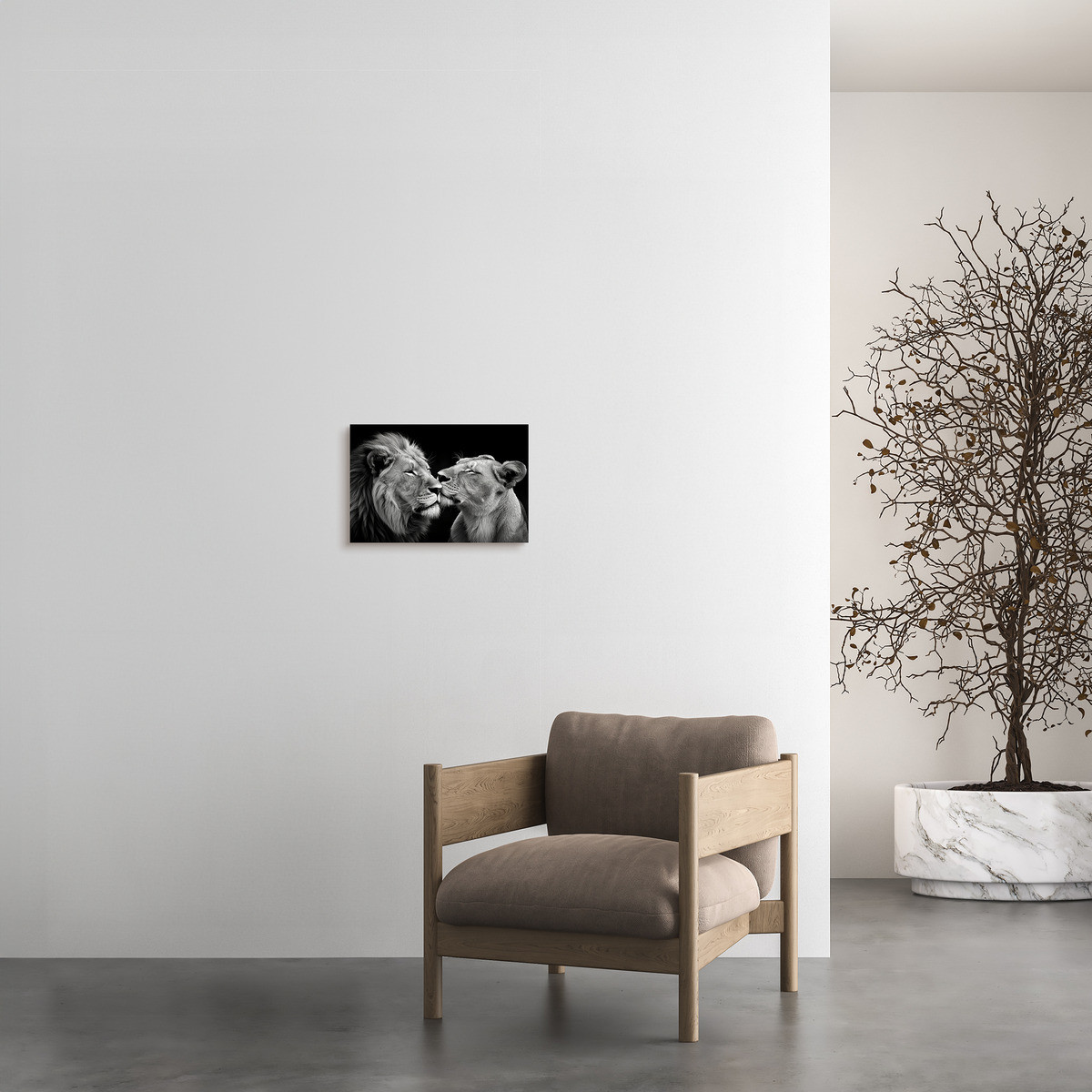 Tableau Sur Toile Lion Et Lionne Amoureux ANIMAUX tableaux sur toile-noir & blanc, CEANOTHE