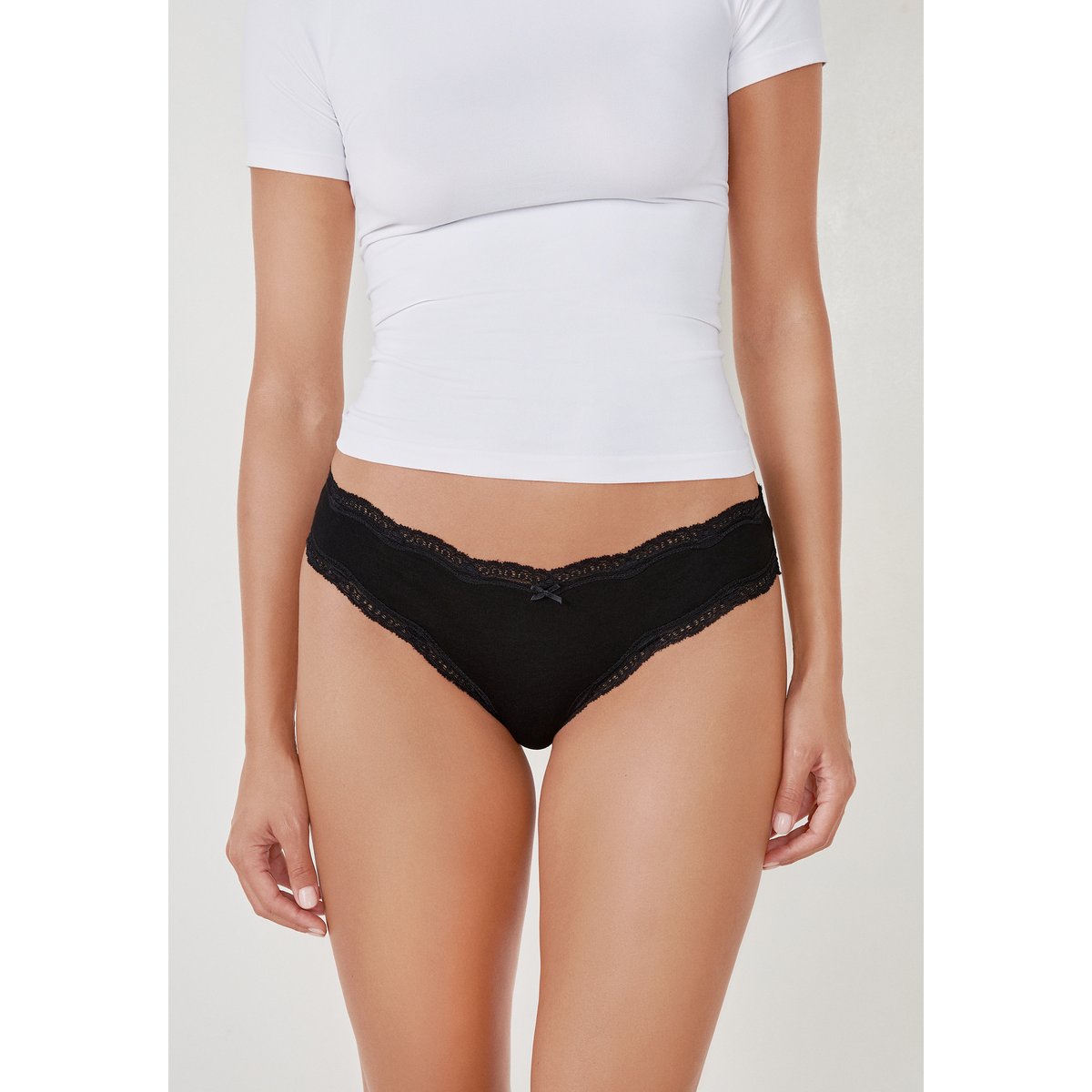 Lots de 3 culottes en coton et dentelle JIM noir, ETAM