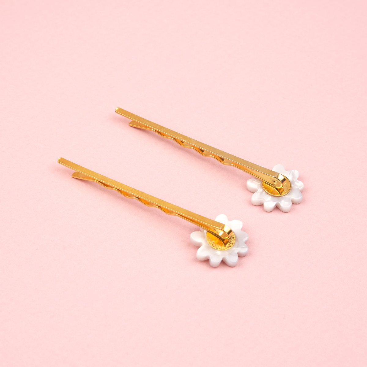Duo Barrettes Fines PÂQUERETTE blanc nacré, COUCOU SUZETTE