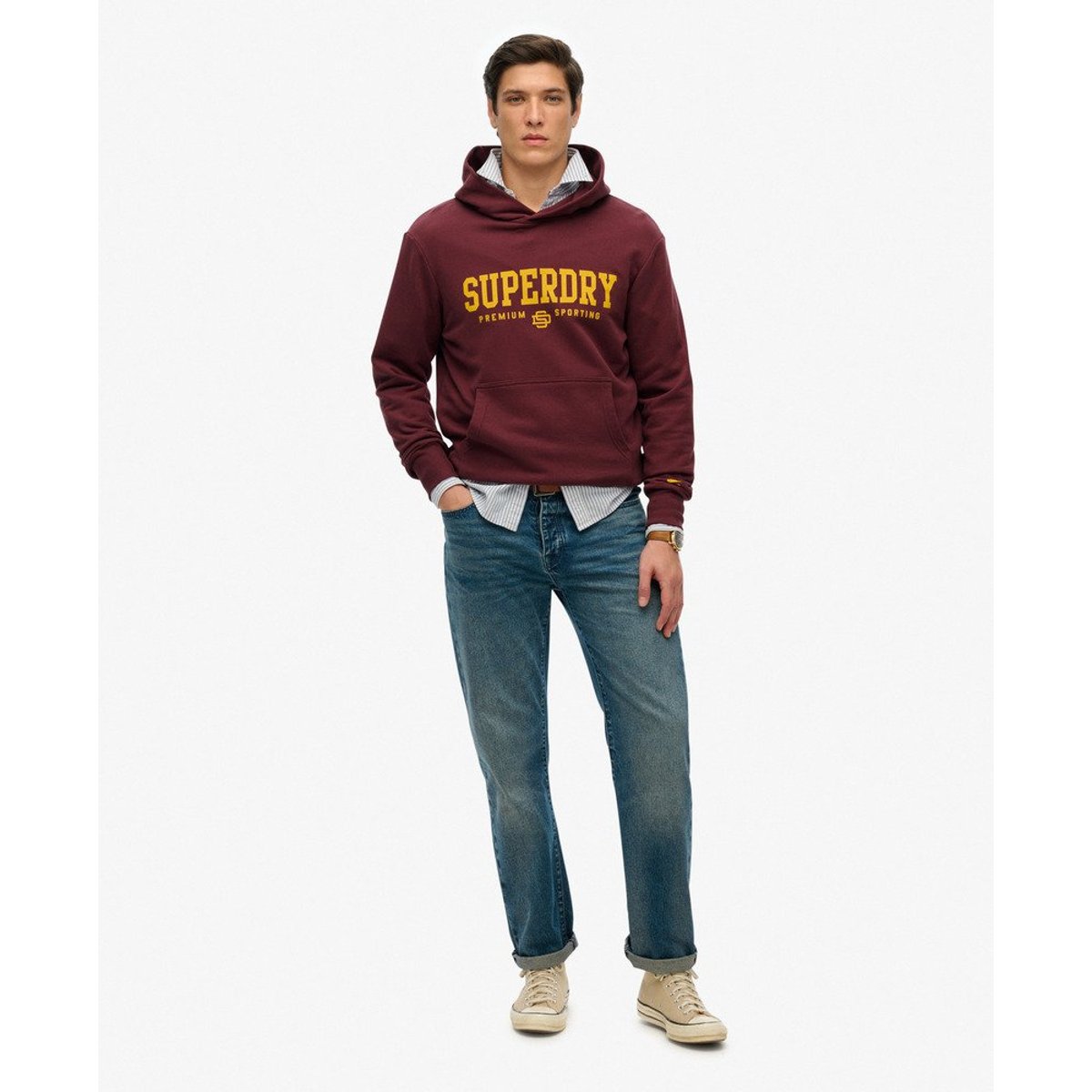 Sweat à capuche Core Sport rouge porto, SUPERDRY