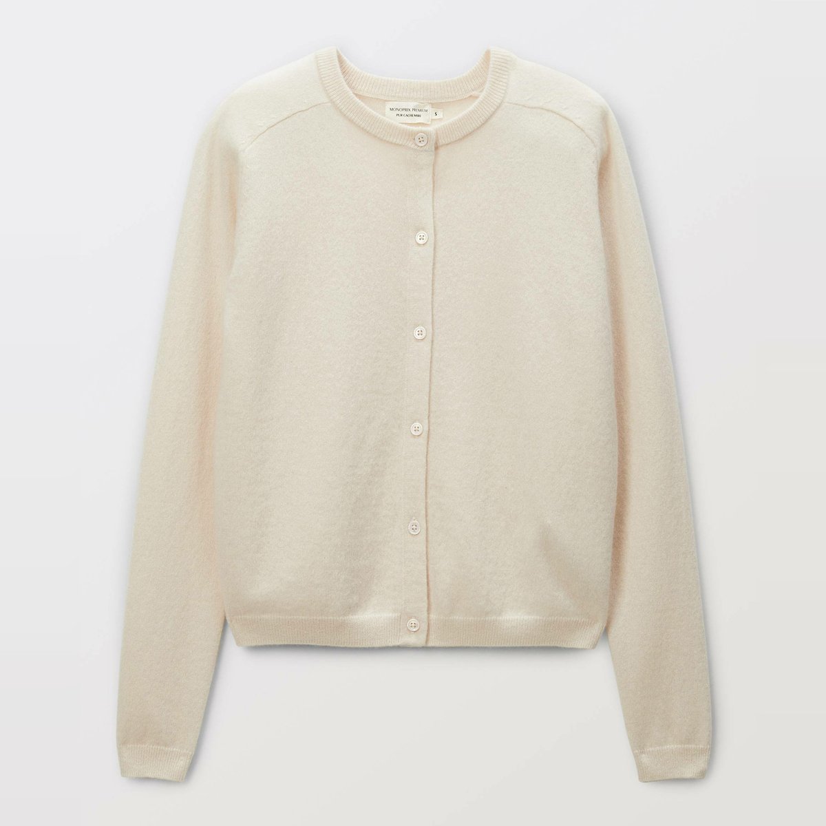 Cardigan col rond en cachemire enduit, MONOPRIX