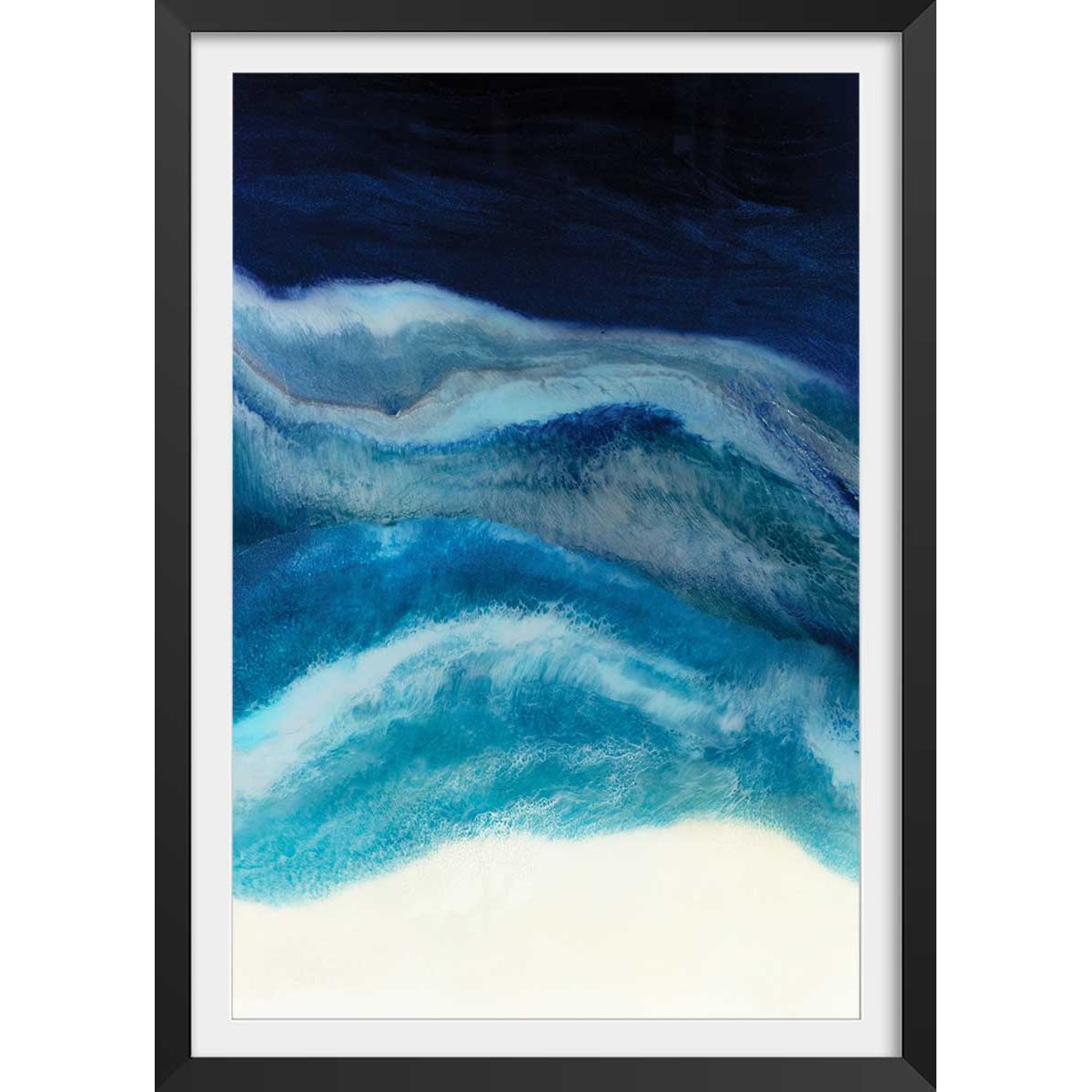 Poster abstrait blue crawling affiche + cadre en bois - noir, HEXOA