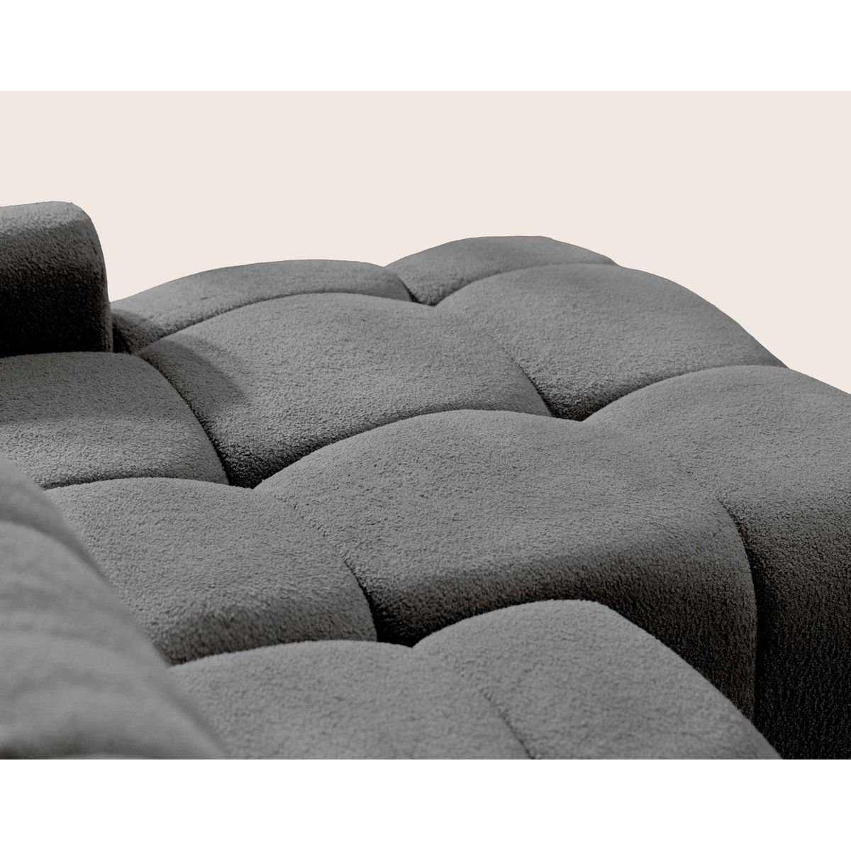Canapé d'Angle Convertible en Tissu bouclette 4 places - YULIN gris, LISA DESIGN