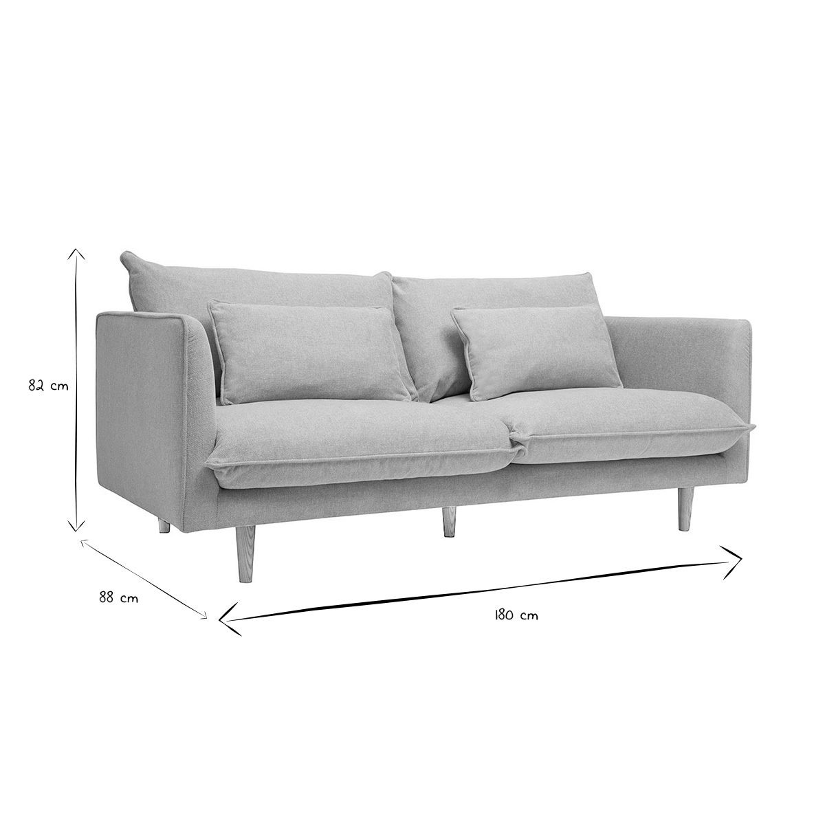 Canapé scandinave 3 places en tissu effet velours texturé beige et bois clair CLAYTON beige, MILIBOO