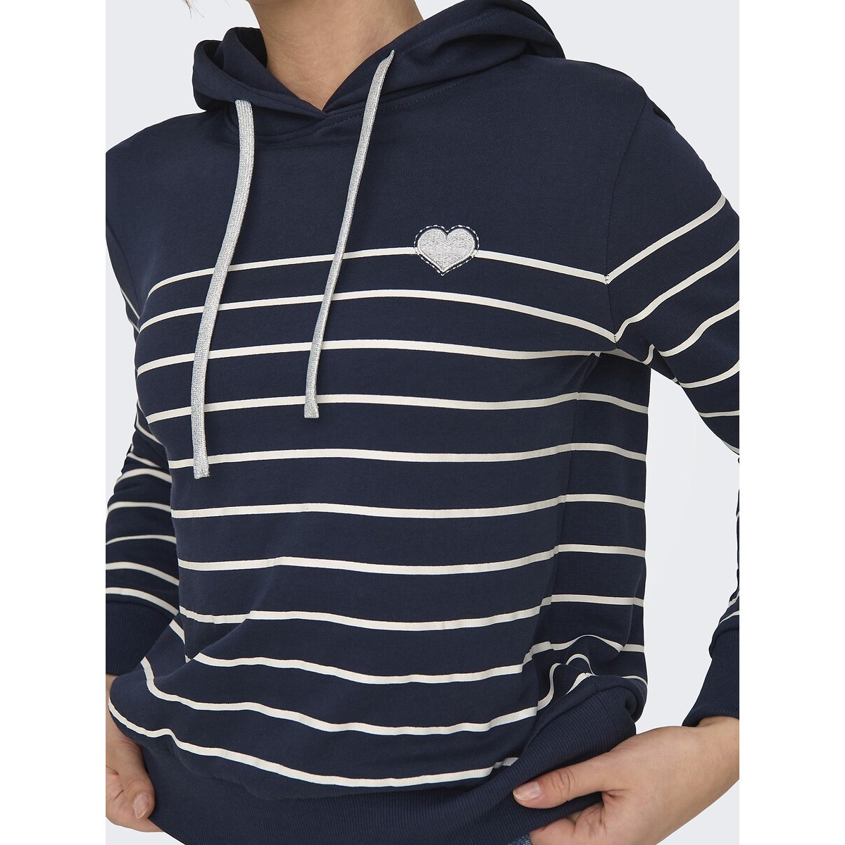 Sweat à capuche rayé marine, ONLY