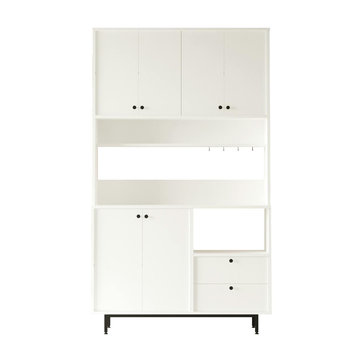 Buffet de cuisine haut multi rangements JENA blanc, PIER IMPORT