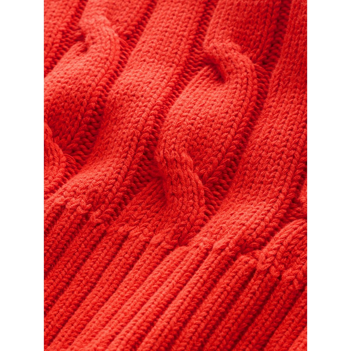 Pull en maille de coton torsadée à col v pointes rouges, NEXT