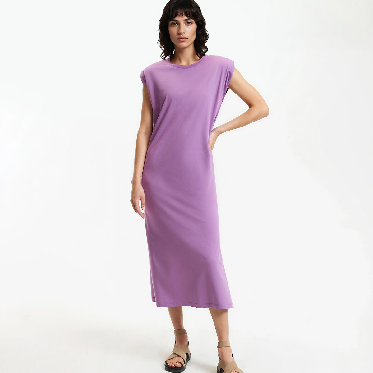 Robe T-shirt longue sans manches violet, LA REDOUTE COLLECTIONS
