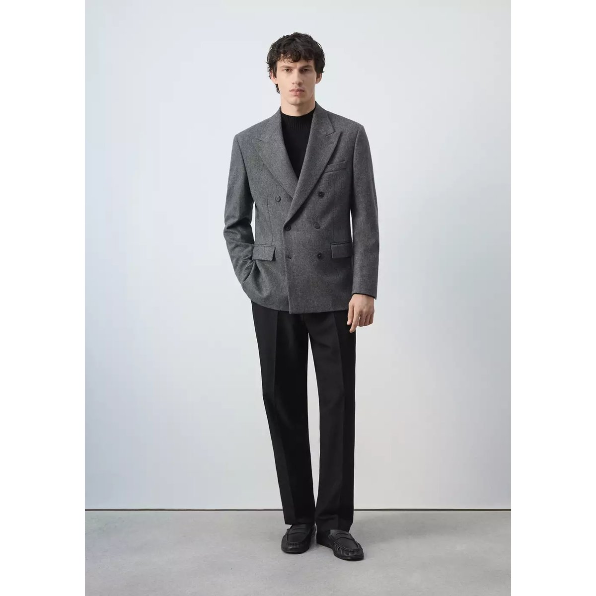 Veste de costume croisée slim fit gris, MANGO MAN