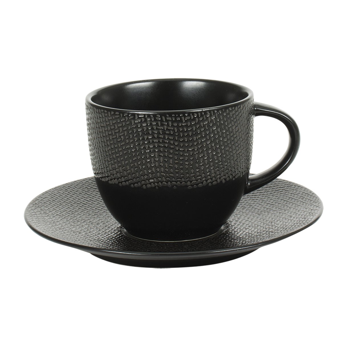 Tasse à thé et sous-tasse Vésuvio 22 cl (lot de 6) noir, TABLE PASSION