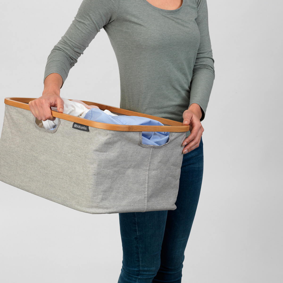 Foldable Laundry Basket, 40L grey, BRABANTIA
