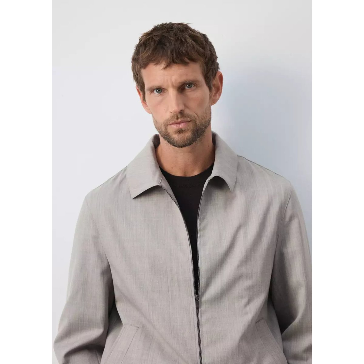 Veste bomber en laine mélangée gris clair/pastel, MANGO MAN