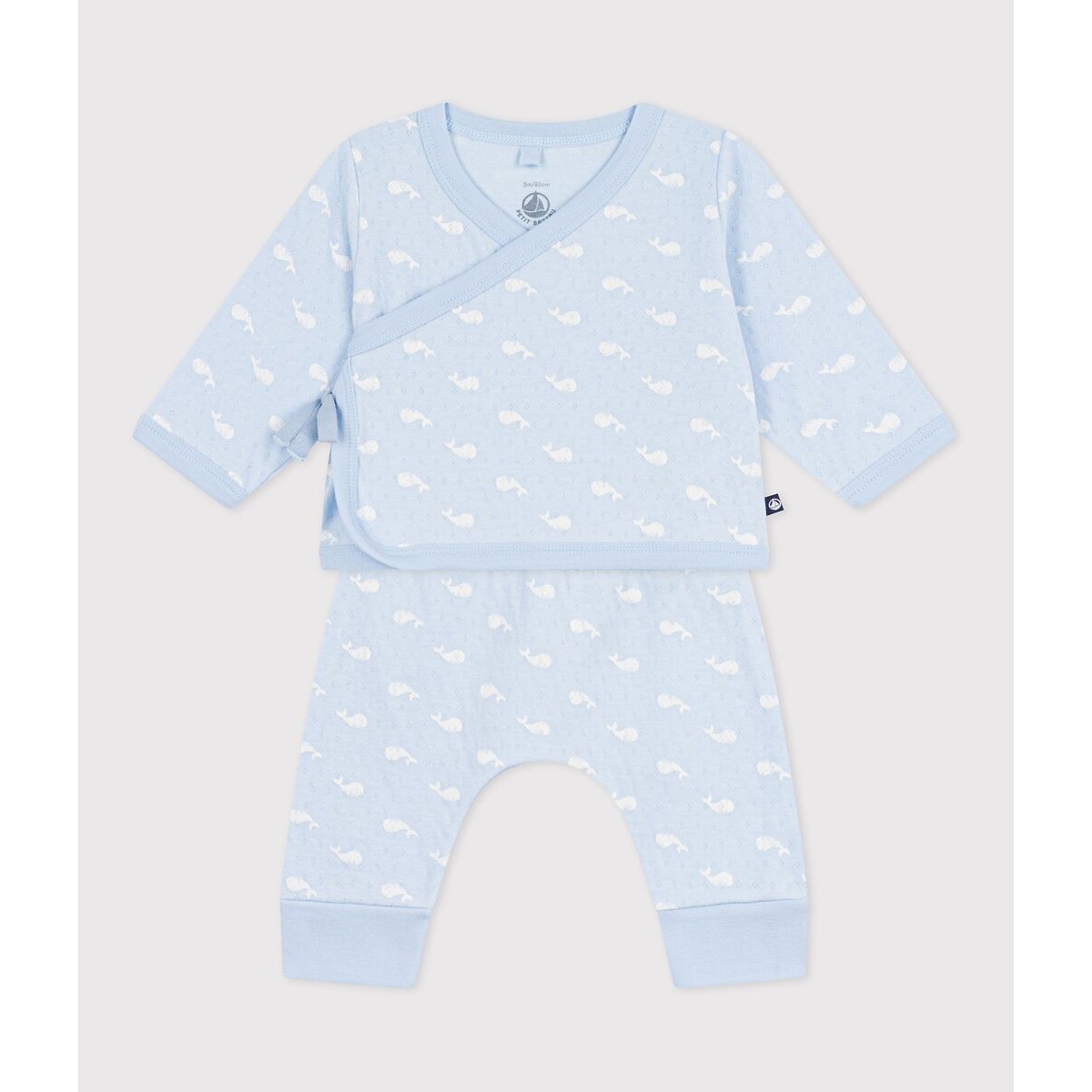 Whale Print Cotton 2-Piece Outfit print/blue background, PETIT BATEAU