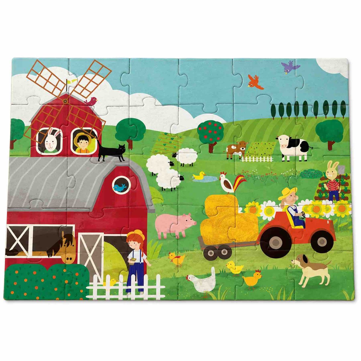 Puzzle géant ferme  30 pièces éduc rouge, SASSI