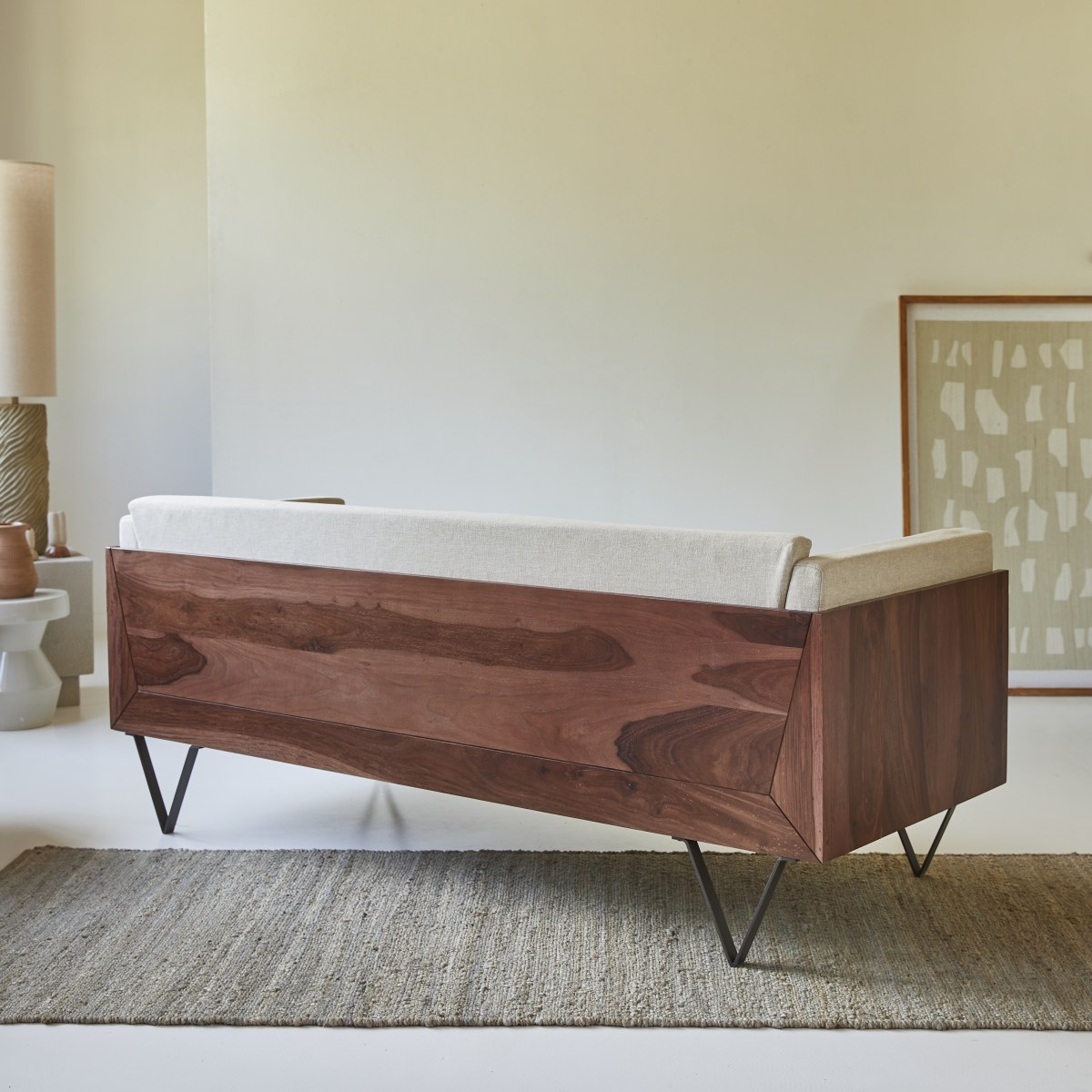 Canapé droit en Tissu massif, METRIC beige, TIKAMOON